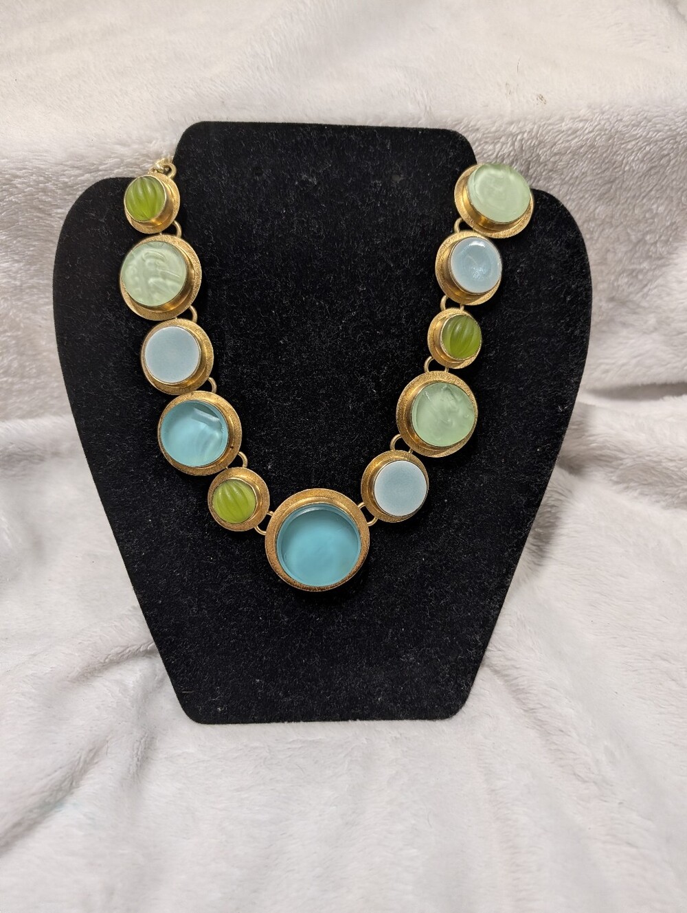 Signed AMY FAUST 925 Gold Vermeil By The Sea Glass Statement Choker Necklace